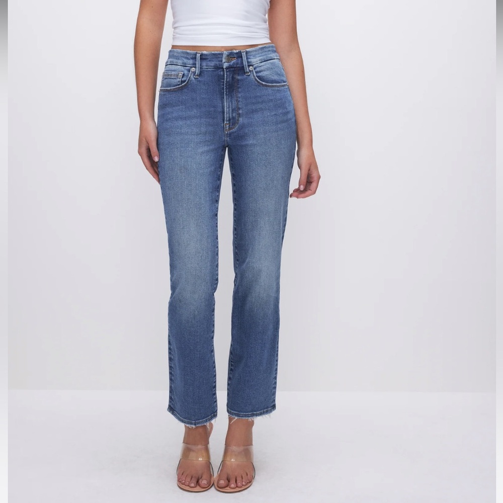 Good American Blue Straight Leg Jeans
